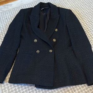 Double breasted Black Zara Blazer with gold buttons. Excellent condition